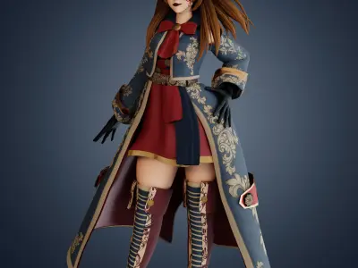 Pirate Captain Rigged  Low-poly 3D model