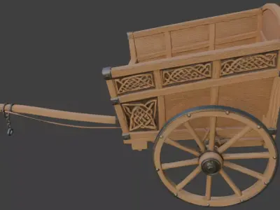Ornate Wooden Carriage 3D Model 3D model buy