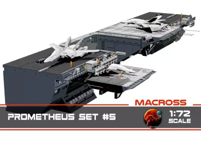 Set5 - Macross SDF1 Prometheus Hangar complete set 3D print model