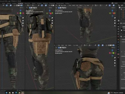 character military woman  Low-poly 3D model