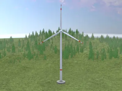 Wind-turbine with foundation V2 H-175 RD 172 m Low-poly 3D model