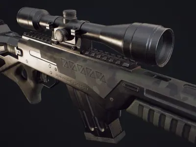 Rifle low-poly 3D model sniper Low-poly 3D model