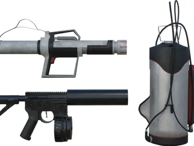 Firefighting tools Low-poly 3D model