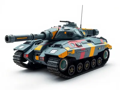 Colorful Futuristic Tank Model Pack Low-poly 3D model