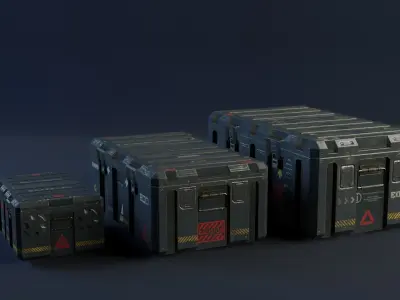 Military boxes GameReady  Low-poly 3D model purchase