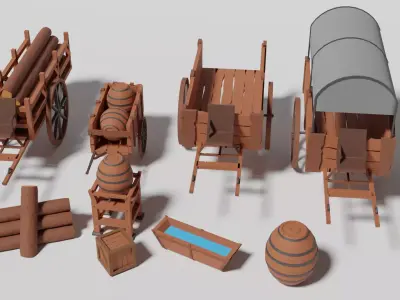 Medieval Low Poly Objects Free low-poly 3D model