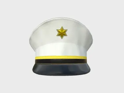 Police Cap 05 White - Military Character Design Fashion Low-poly 3D model