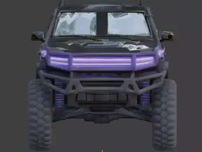 Cyberpunk Neon Tactical SUV Scout Low-poly 3D model