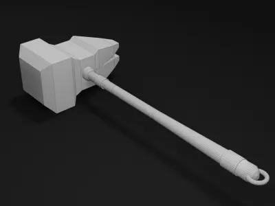 Fantasy hammer in minimalistic style 4 Free low-poly 3D model