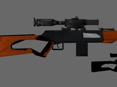 Russian SVD Dragunov Modeled in Blender and Rendered in Maya  Low-poly 3D model