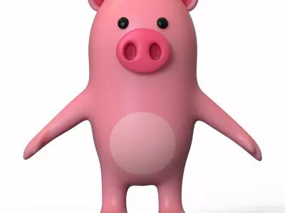 Pig stylized Low-poly 3D model