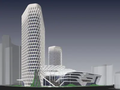Sketchup Commercial Hotel Office Complex K1 3D model
