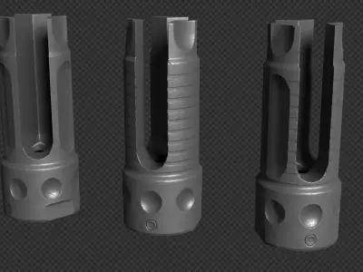 AR-15 KAC QDC Flash Hider Low-poly 3D model