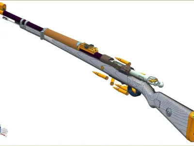 Mauser98k clamping device with handle 3D model