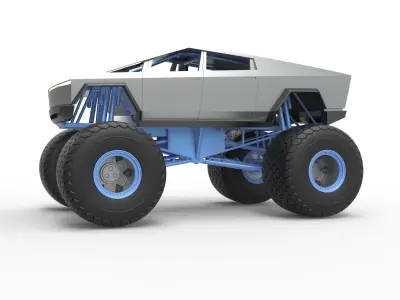 Tesla Cybertruck Monster truck Scale 1 to 25 3D print model