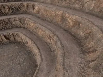 Open Pit Mine Opening 2 Low-poly 3D model