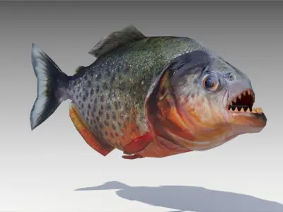 Piranha Animated Low-poly 3D model