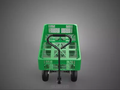 PLASTIC CRATE BASKET TRAY TROLLEY WAGON CART UTILITY GARDEN FARM 3D model