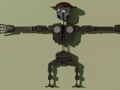 stylized low-polygonal robot  Low-poly 3D model