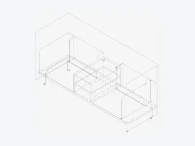 Furniture - Sofa - Contemporary - Flame - Central Shelf Low-poly 3D model