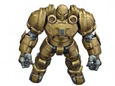 Heavy Bronze Mech Robot Exosuit Low-poly 3D model