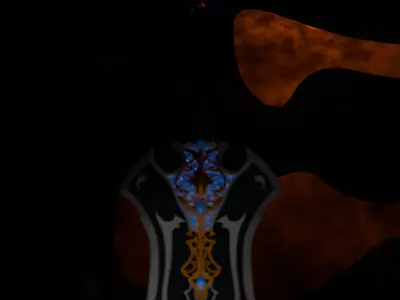 Demon Sword Golden Blue Free low-poly 3D model