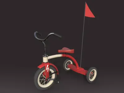 Red Tricycle Low-poly 3D model