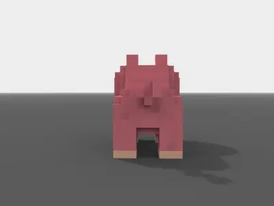 Voxel Pig Low-poly 3D model