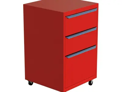 Red Filling Cabinet Toolbox Low-poly 3D model