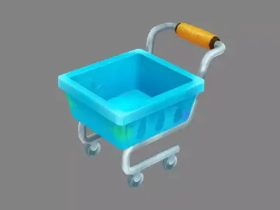 Cartoon dirty shopping cart Low-poly 3D model
