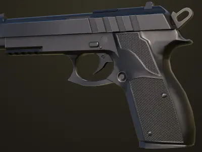 Pistol 01 Black Generic All PBR Unity UE Textures Included Low-poly 3D model