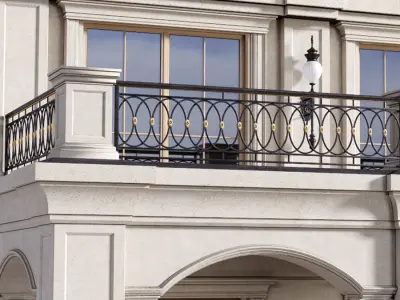 The facade of a private house in a modern light classic   3D model
