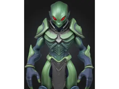 Stylized Alien Insectoid Warrior Low-poly 3D model