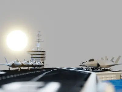 USS Nimitz Lowpoly Isometric  Low-poly 3D model