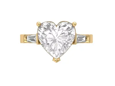 Heart ring with side stone 3D print model buy