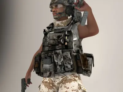 Soldier Ultimate Black Rigged 3D model