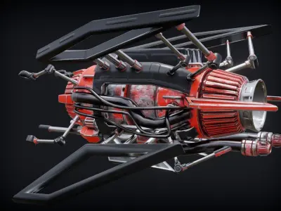 Sci-fi Submarine Low-poly 3D model