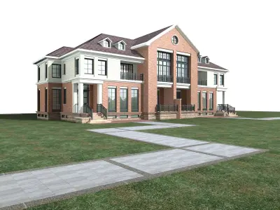 Villa brick house 3D model purchase