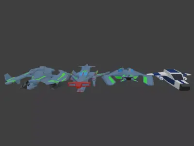 Scifi Spaceships Low-poly 3D model