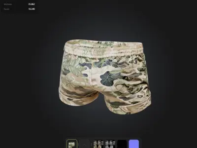 Military camouflage shorts PBR 4k Low-poly 3D model
