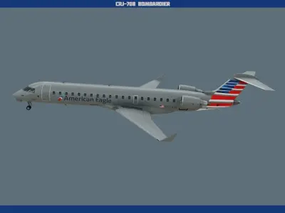 CRJ700 American Eagle Low-poly 3D model