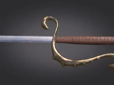 Stylized Medieval Sword melee weapon game ready Low-poly 3D model shop