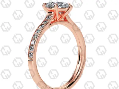 Ring 77 Pear Shape and princess on shanks with Gems 3D print model