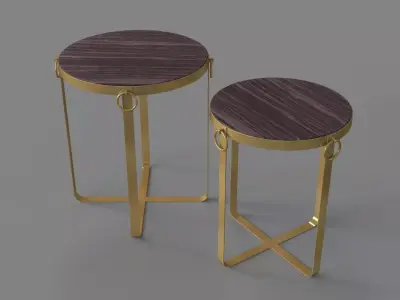 Onix Set Of 2 Tables Purple And Antique Gold 3D model