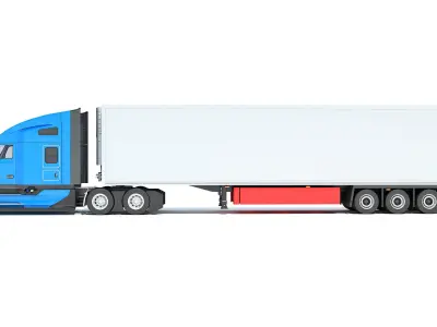 Truck with Reefer Refrigerator Trailer 3D model shop