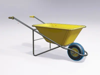 well made wheel barrow Low-poly 3D model