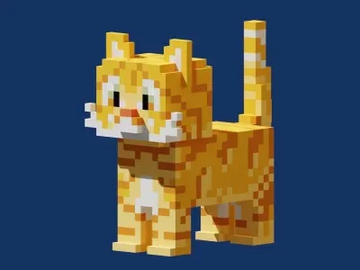 Voxel Cat Low-poly 3D model
