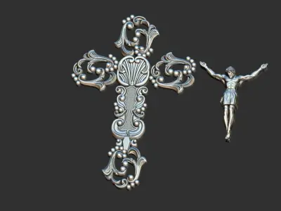 Arabesque Cross with Jesus 3D print model