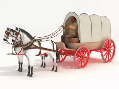 Covered Wagon 2 - 4K 3D model
