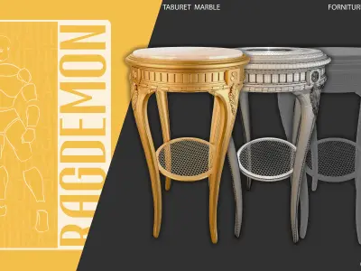Taboret  Marble Top 3D model